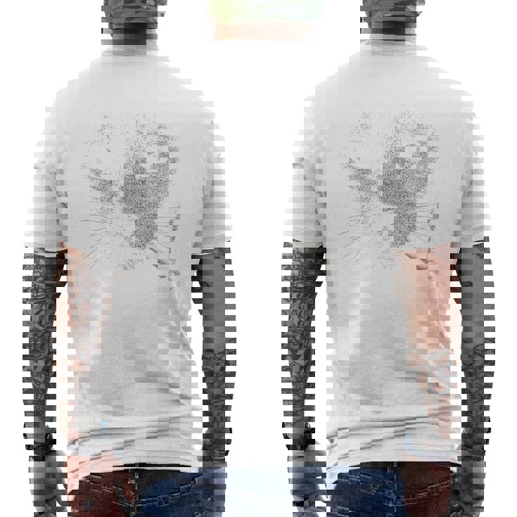 煙草の肖像画と猫ノワール猫 メンズTシャツ バックプリント