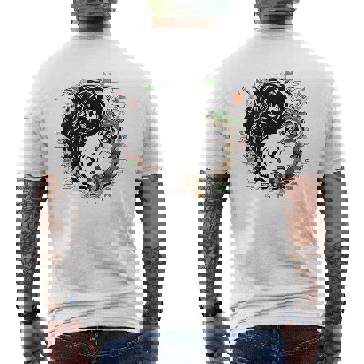 狸と狐 太極図 たぬき きつね メンズTシャツ バックプリント