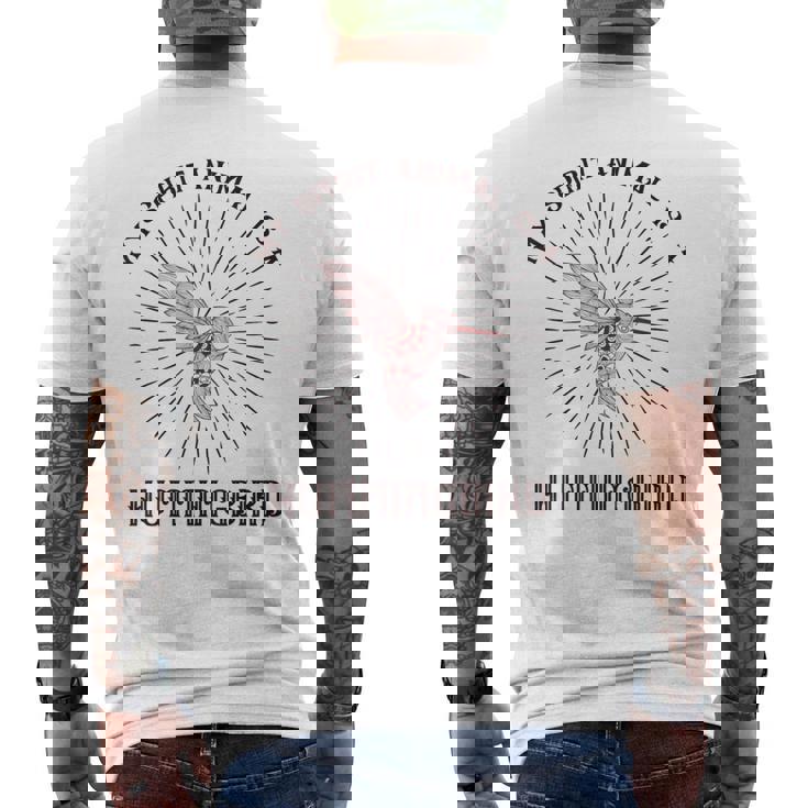 私のスピリットアニマルはハミングバード メンズTシャツ バックプリント