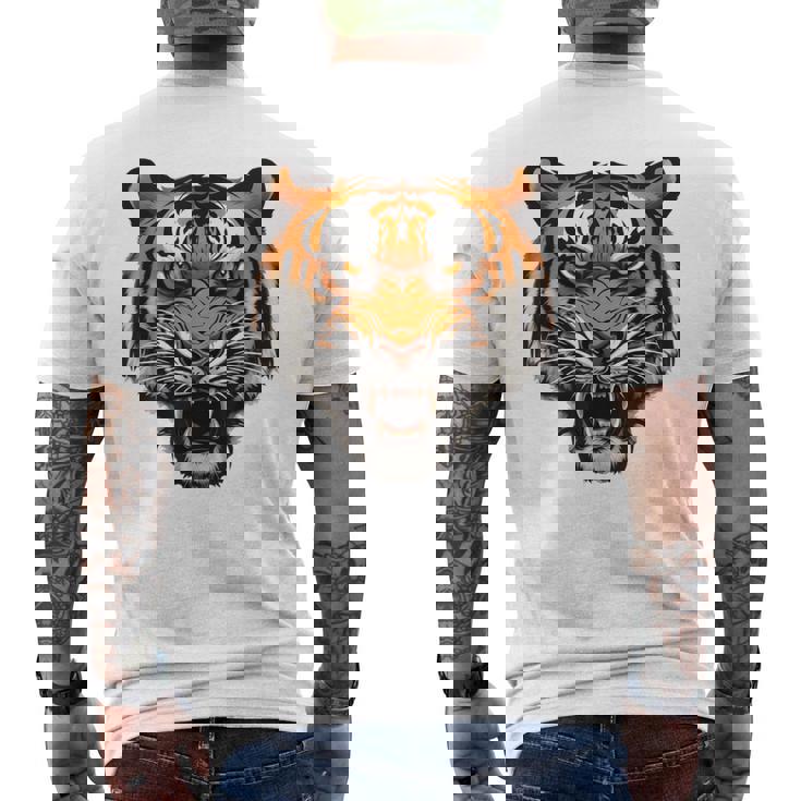 虎の肖像画 虎の恋人 野生動物 森の恋人 メンズTシャツ バックプリント