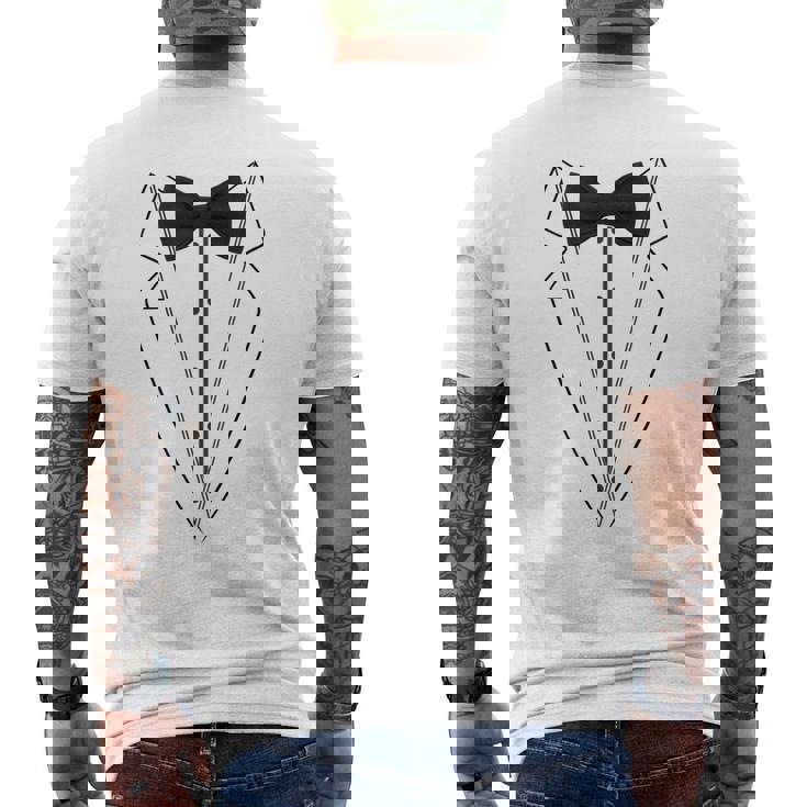 蝶ネクタイ付きホワイトtシャツ タキシード 面白いシャツ メンズTシャツ バックプリント