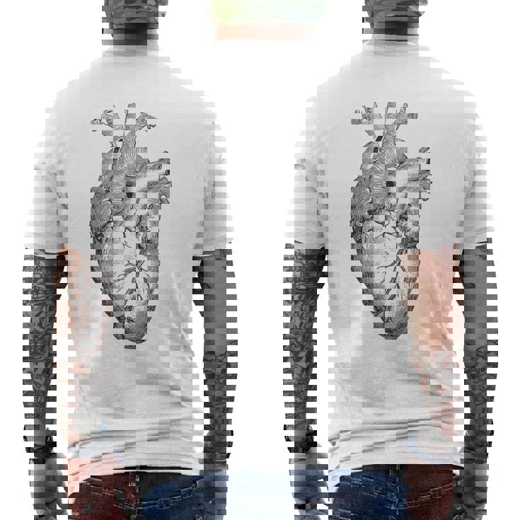 解剖学的に正しい人間の心臓tem Aorta Cardio メンズTシャツ バックプリント