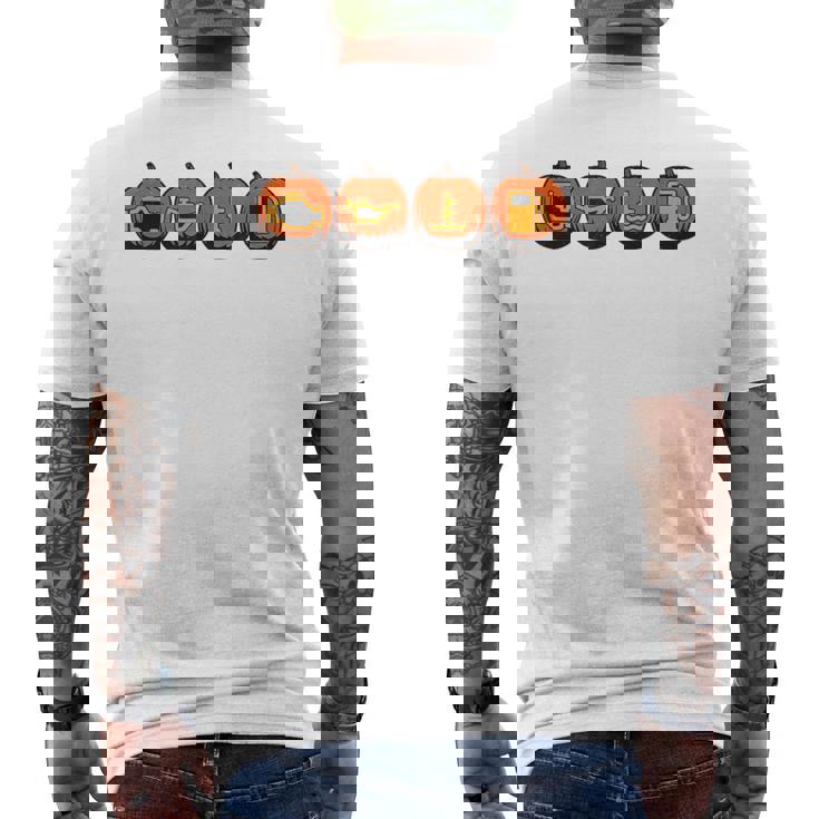 車の警告灯 面白いメカニック ハロウィン パンプキン オレンジ メンズTシャツ バックプリント