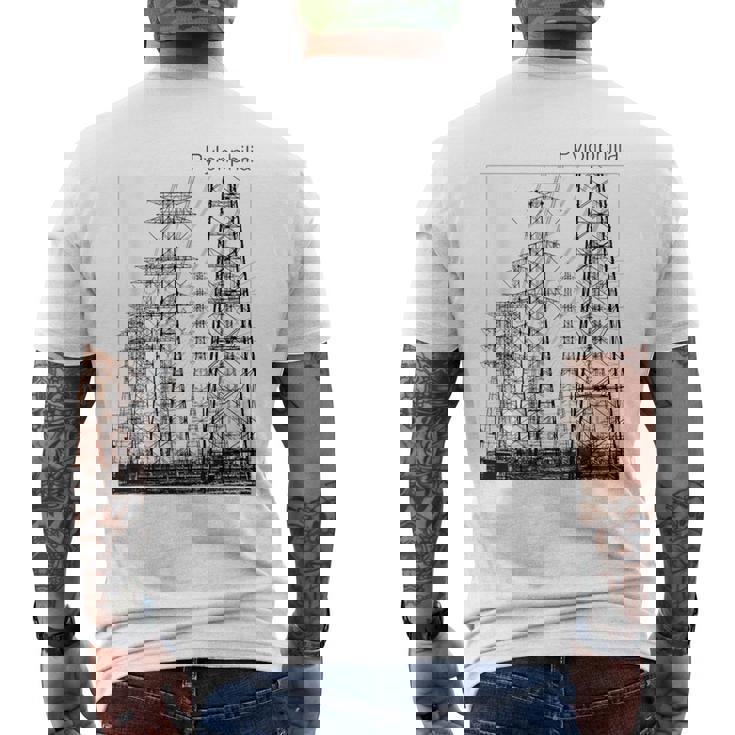 送電鉄塔 -Pylonphilia- メンズTシャツ バックプリント