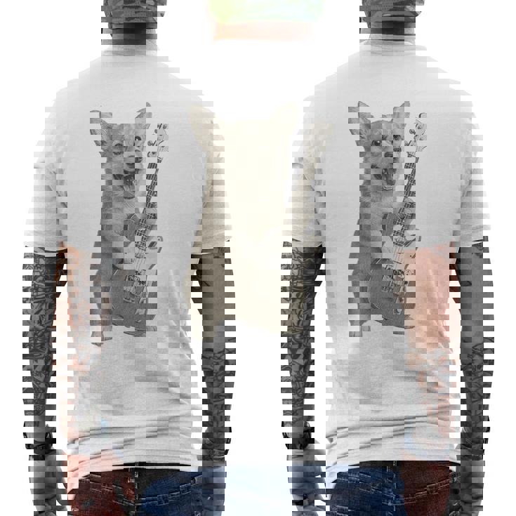 面白いtシャツ コーギー ギター イヌ メンズ 犬好き グッズ かわいい おもしろ 面白い 服 ネタ メンズTシャツ バックプリント