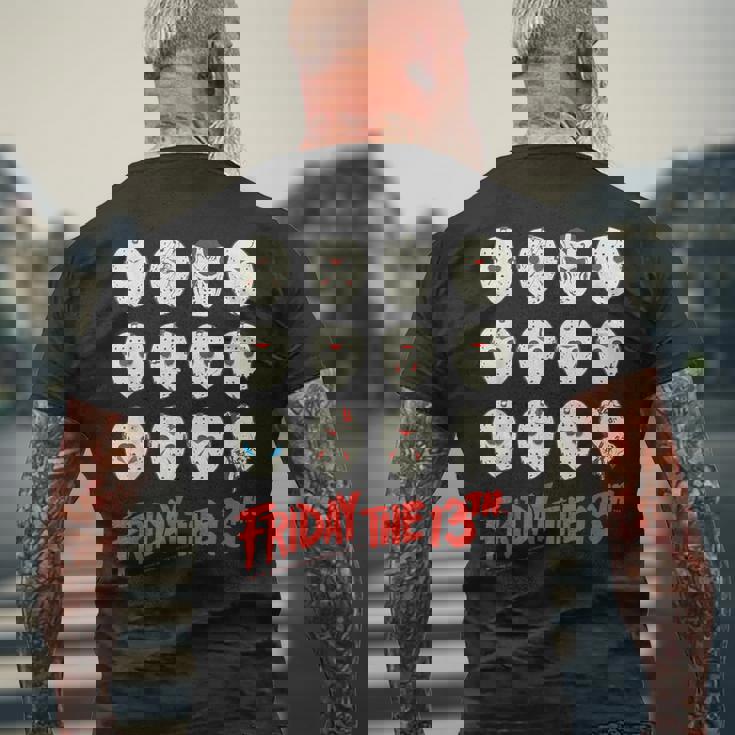 13日の金曜日 ハロウィン デザインマスク メンズTシャツ バックプリント 高齢者への贈り物