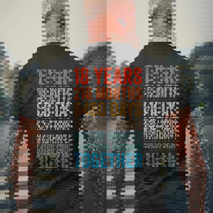 18年目の記念日 彼 彼女 カップル 18回目の結婚 メンズTシャツ バックプリント 高齢者への贈り物