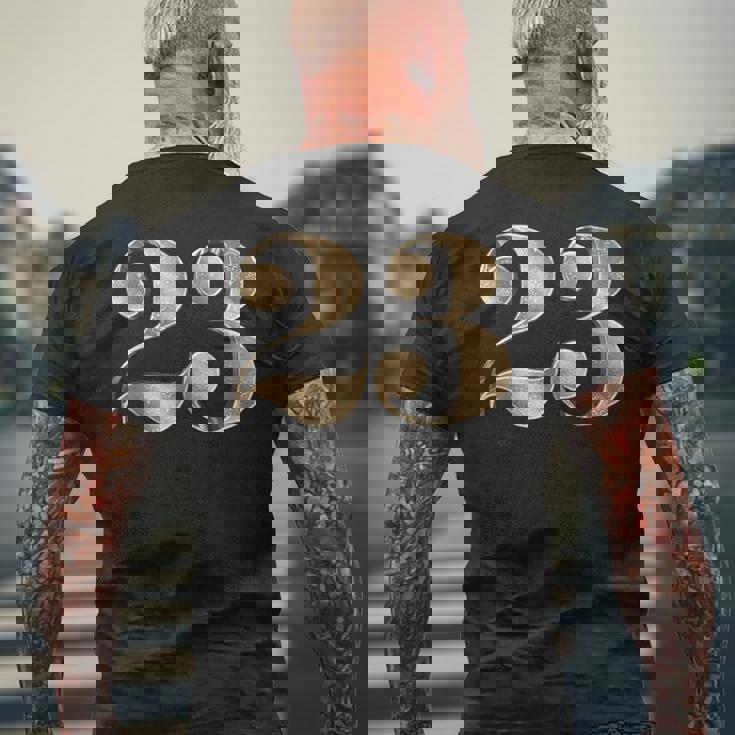 23 23 誕生日 お気に入り 数字 フルール・ド・リス メンズTシャツ バックプリント 高齢者への贈り物