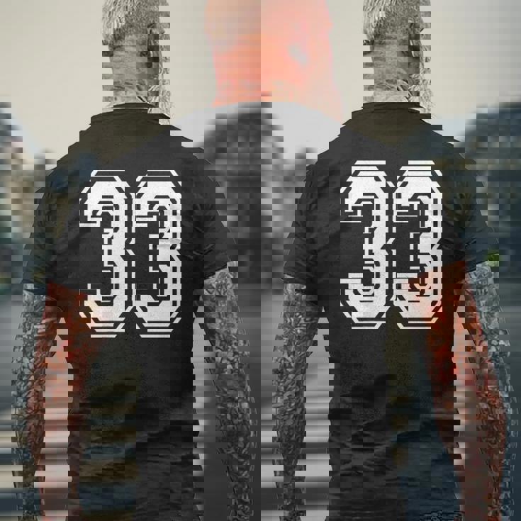 33番のスポーツスタイル。ホワイト。 メンズTシャツ バックプリント 高齢者への贈り物
