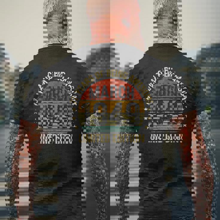 3月の誕生日 Est 1949 限定版 ヴィンテージ 77歳 メンズTシャツ バックプリント 高齢者への贈り物