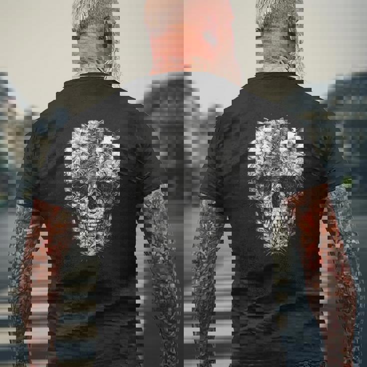 Akull But It's Cats Kitty スケルトン ハロウィン 猫 スカル メンズTシャツ バックプリント 高齢者への贈り物