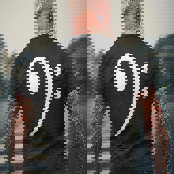 Bass Note F Key Bass Player Music Bass Clef メンズTシャツ バックプリント 高齢者への贈り物