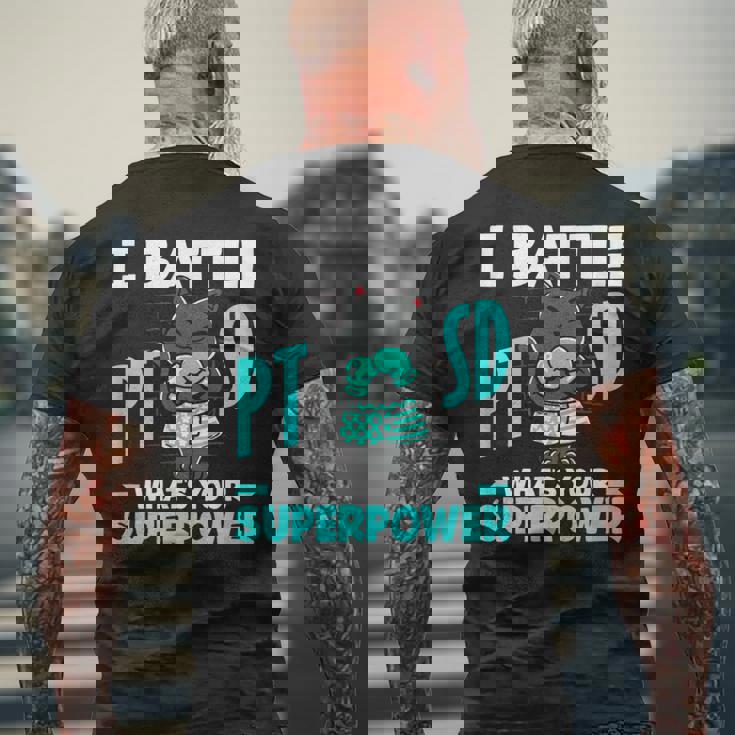 I Battle Ptsd What's Youruperpower Ptsd認識 メンズTシャツ バックプリント 高齢者への贈り物