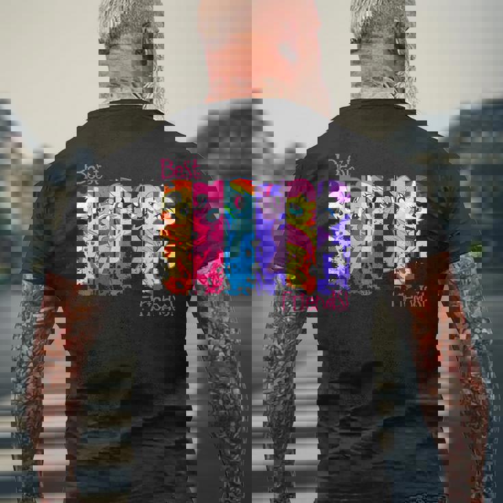 Best Friend レトロレインボーダッシュフラッターシャイレアリティ メンズTシャツ バックプリント 高齢者への贈り物