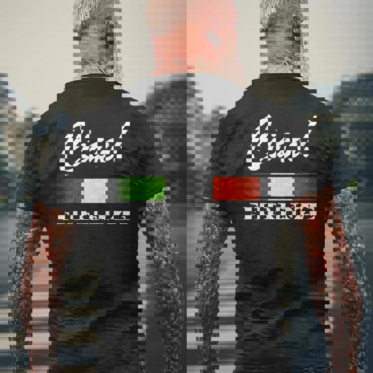 Ciao Italia トリコローレ イタリア国旗 フィレンツェ フィレンツェ イタリア 長袖tシャツ メンズTシャツ バックプリント 高齢者への贈り物