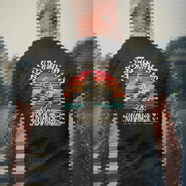 Cool Grandpas Ride Snowmobiles Vintage Snowmobiling Grandpa Men's Back Print T-Shirt Gifts for Old Men