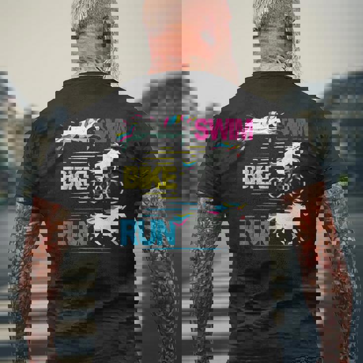 Course Natationélo Licorne Drôle Triathlète Triathlon T-shirt imprimé au dos Cadeaux pour les vieillards