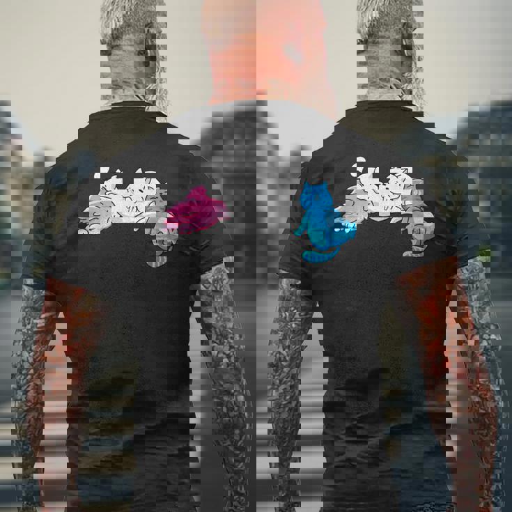 Des Chats Transgenres Endormis Aux Couleurs Transgenres Manche Longue T-shirt imprimé au dos Cadeaux pour les vieillards