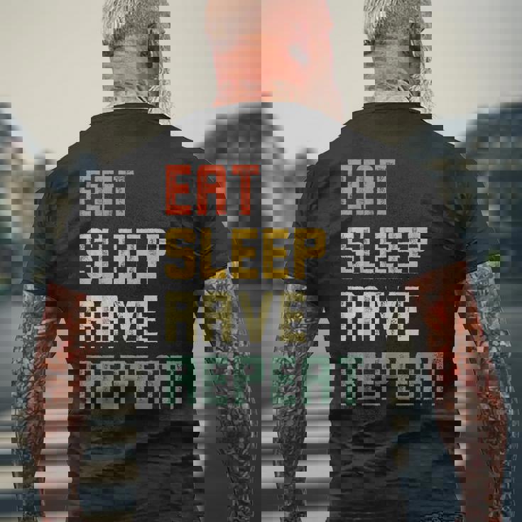 Eatleep Rave Repeat Edm テクノ メンズTシャツ バックプリント 高齢者への贈り物