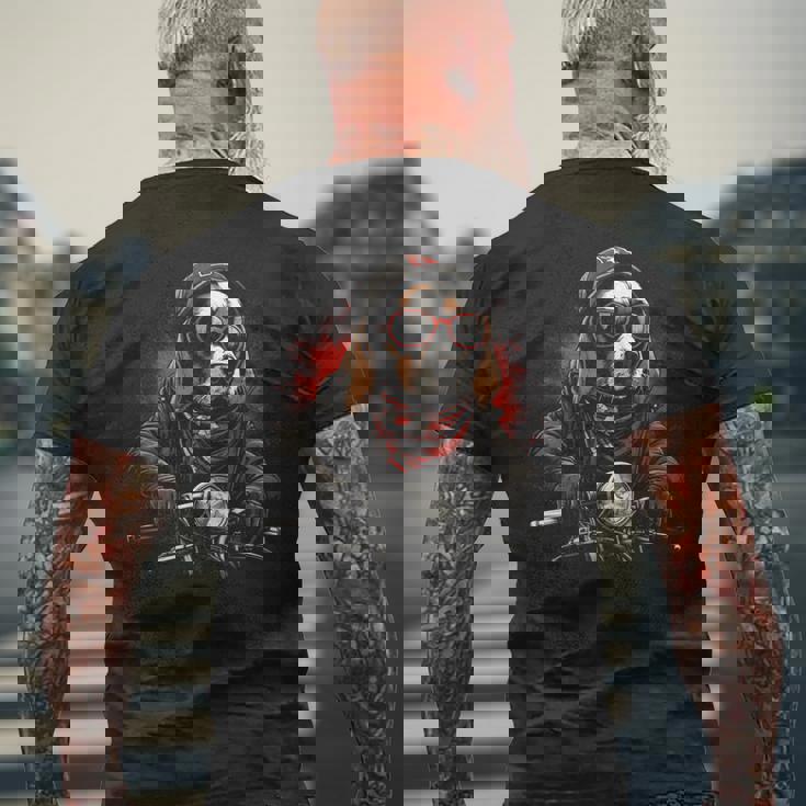 Fantastico Motociclista Papà Biker Divertente Cane Beagle Papà Rider T-shirt da uomo con stampa posteriore Regalos para ancianos