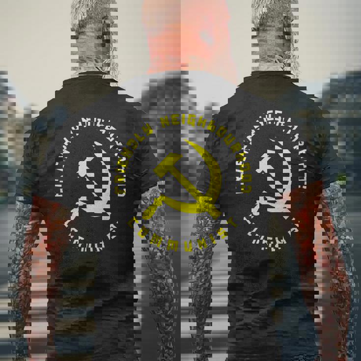 Friendly Neighbourhood Communist 面白い共産主義 メンズTシャツ バックプリント 高齢者への贈り物