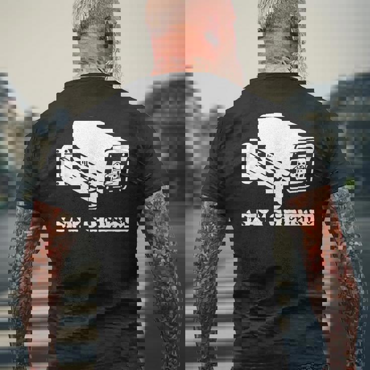 ay Cheese 監視防犯カメラ メンズTシャツ バックプリント 高齢者への贈り物