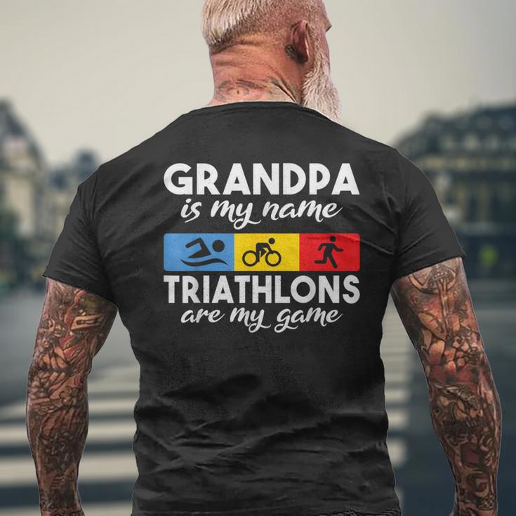 Grand-Père Est Mon Nom Les Triathlonsont Mon Jeu Triathlon Papy T-shirt imprimé au dos Cadeaux pour les vieillards