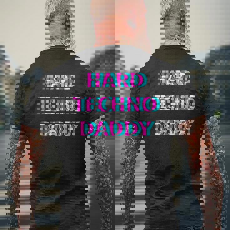 Hard Techno Daddy Edm Electro Music Festival Dad Father Rave メンズTシャツ バックプリント 高齢者への贈り物
