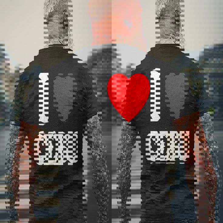 I Heart 愛 セブ 旅行 バケーション ツーリズム フィリピン メンズTシャツ バックプリント 高齢者への贈り物