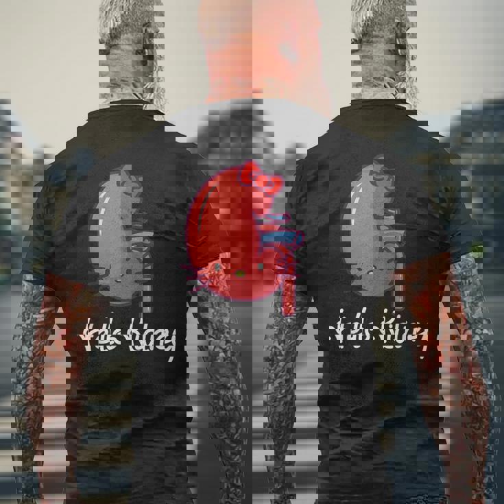 Hello Kidney おもしろ お医者さんへの感謝を示す メンズTシャツ バックプリント 高齢者への贈り物