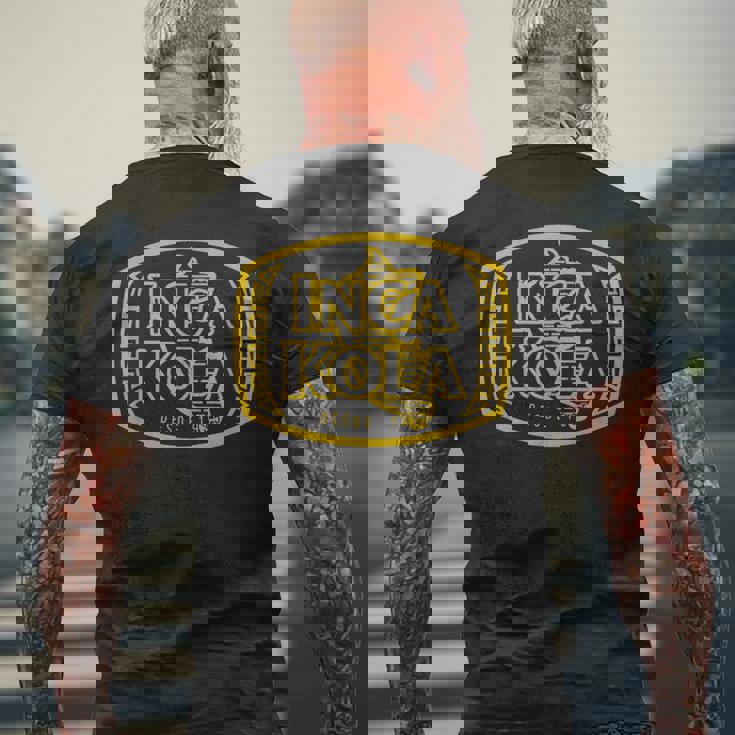 Inca Kola ペルーゴールデンコーラ バブルガムクリーム ソーダ ゴールド メンズTシャツ バックプリント 高齢者への贈り物