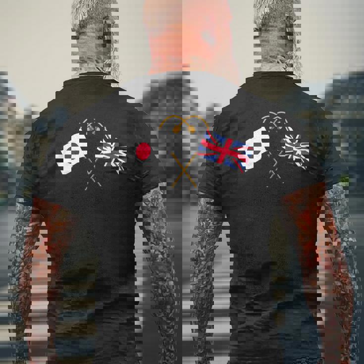 Japanese Flag British Flag 英国遺産 イングリッシュルーツ 日本の国旗 イギリスの国旗 メンズTシャツ バックプリント 高齢者への贈り物
