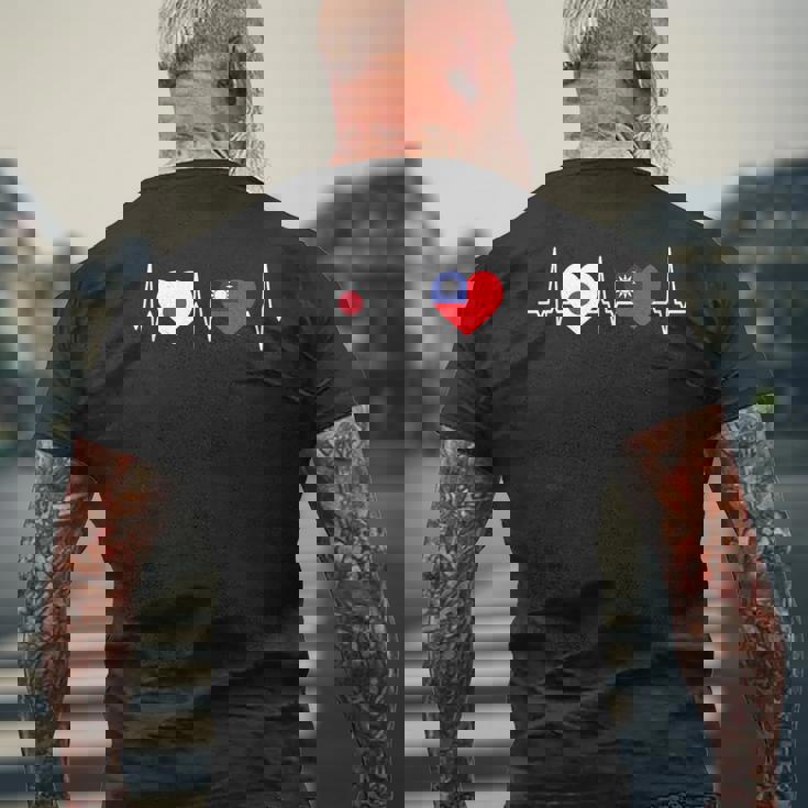 Japanese Flag Taiwanese Flag Heart 台湾の遺産 台湾のルーツ 日本の国旗 台湾の国旗 メンズTシャツ バックプリント 高齢者への贈り物