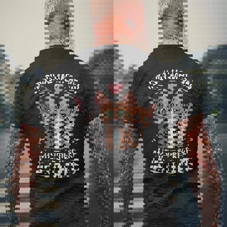 Jeous Aime Bien Mais Je Prefere Les Chats Humour Chat T-shirt imprimé au dos Cadeaux pour les vieillards