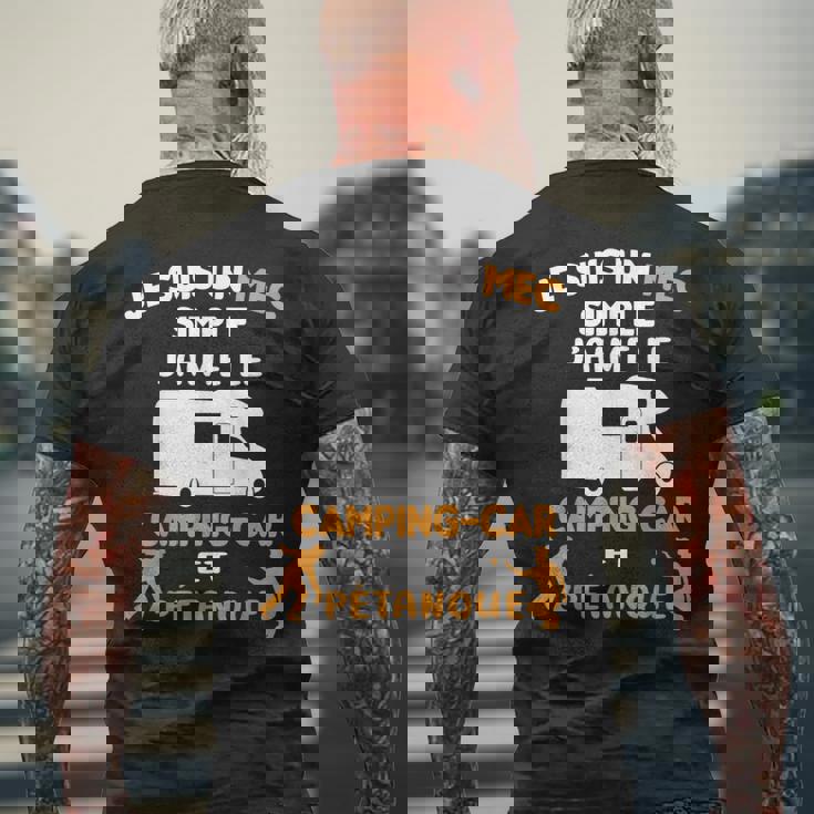 Jeuis Un Mecimple J'aime Camping Car Et Pétanque T-shirt imprimé au dos Cadeaux pour les vieillards