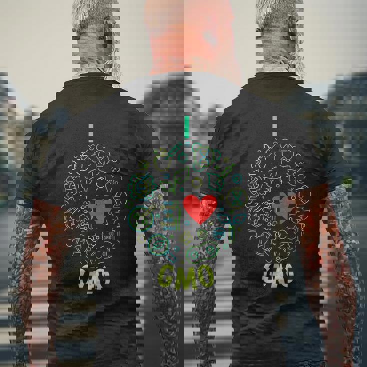 I Love Gmo ラウンドラインデザイン メンズTシャツ バックプリント 高齢者への贈り物