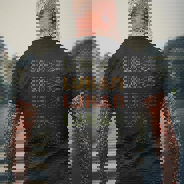 Love Heart Luhan グランジ ビンテージスタイル ブラック Luhan メンズTシャツ バックプリント 高齢者への贈り物