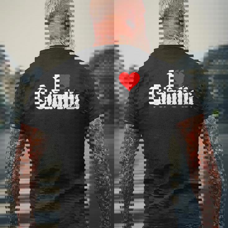 I Love Heart コロンビア 南アメリカ ボゴタ コロンビア文化 メンズTシャツ バックプリント 高齢者への贈り物