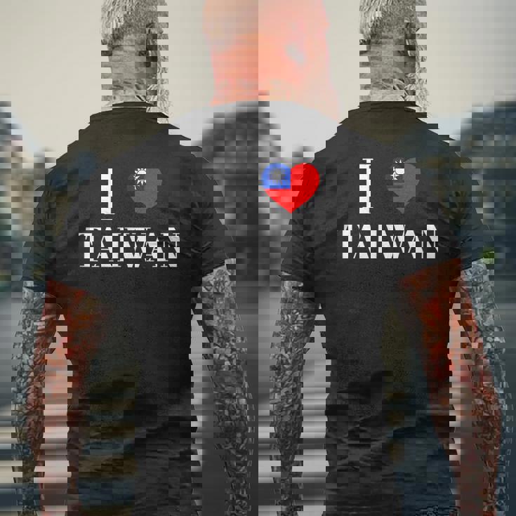 I Love Heart 台湾国旗 台湾 台湾 プライド Roc 台北 メンズTシャツ バックプリント 高齢者への贈り物