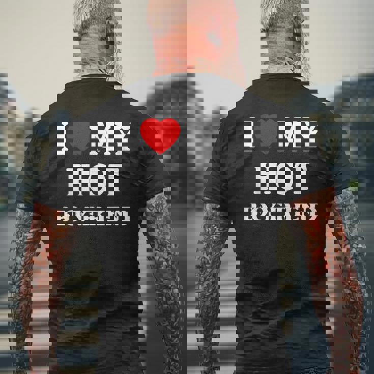 I Love My Hot Boyfriend シャツ マッチング I Heart My Boyfriend メンズTシャツ バックプリント 高齢者への贈り物