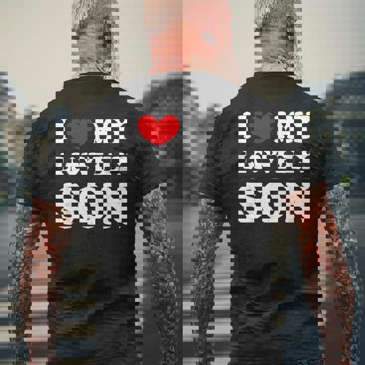 I Love My Lovelyon 愛しい息子を愛しています メンズTシャツ バックプリント 高齢者への贈り物