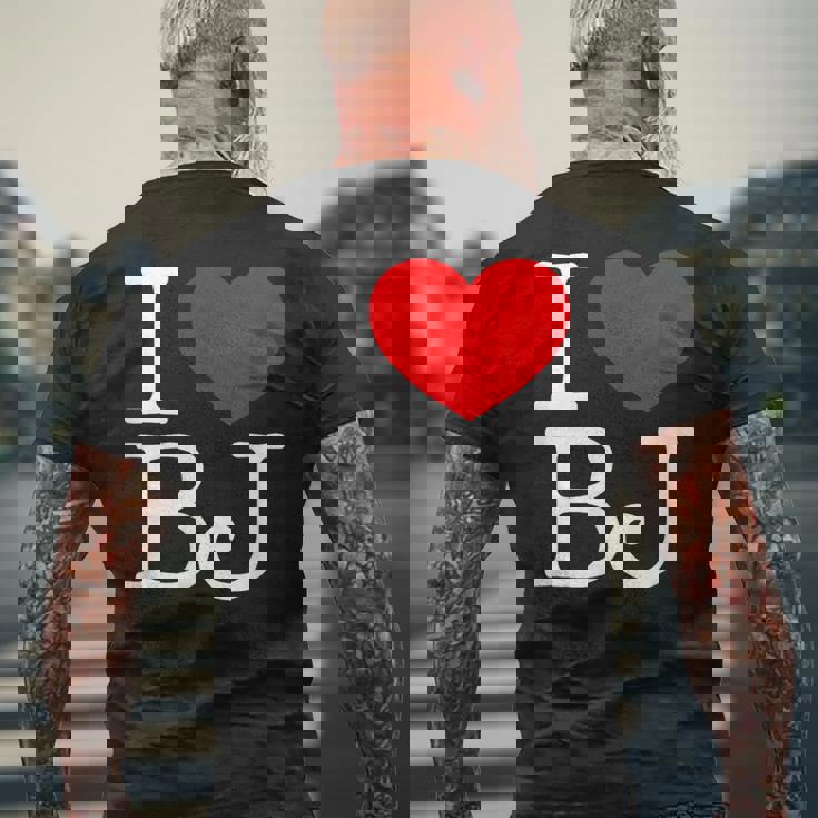 I Love ハート Bj メンズTシャツ バックプリント 高齢者への贈り物