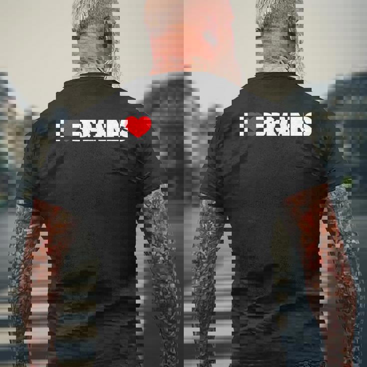 I Love ハート Brains メンズTシャツ バックプリント 高齢者への贈り物