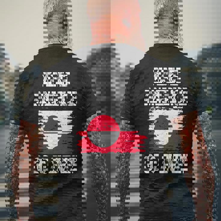 Make America Go Away グリーンランド国旗 アンティーク調 メンズTシャツ バックプリント 高齢者への贈り物