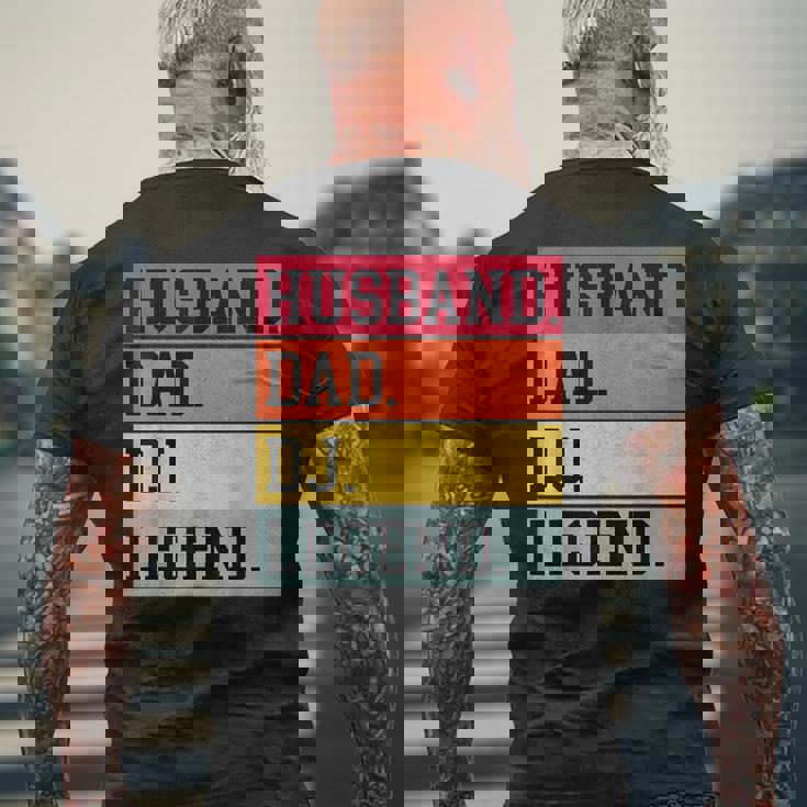 Marito Papà Dj Leggenda Divertente Dj Disc Music Lover T-shirt da uomo con stampa posteriore Regalos para ancianos