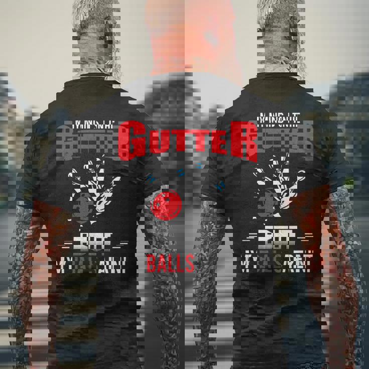 My Mind's In Gutter But Balls Arnot Cool ボーリング 長袖tシャツ メンズTシャツ バックプリント 高齢者への贈り物