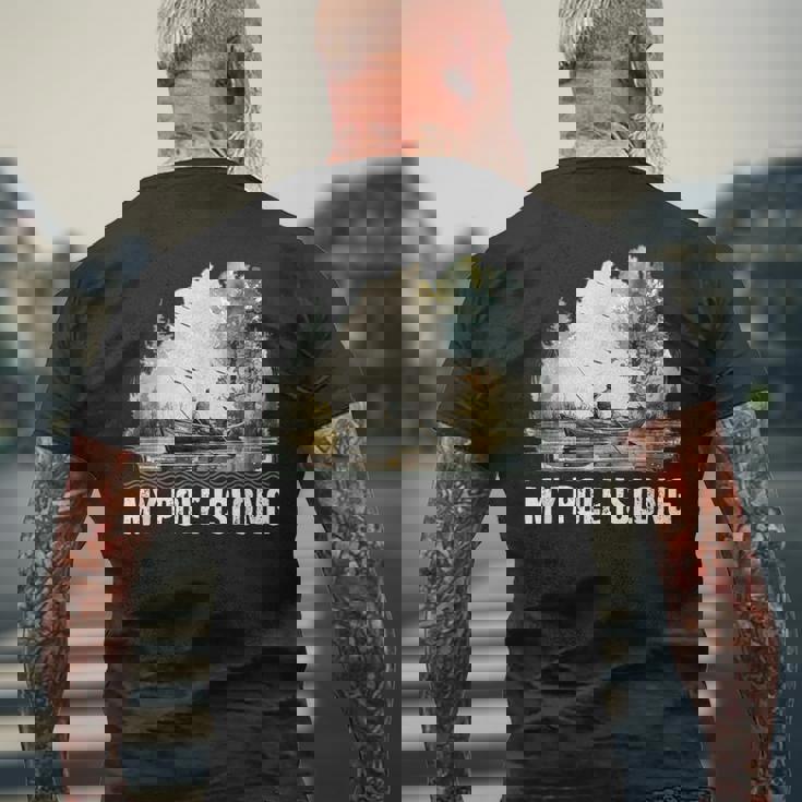 My Pole Is Long Fishing ハンティング フィッシャーマン ハンター 父の日 メンズTシャツ バックプリント 高齢者への贈り物