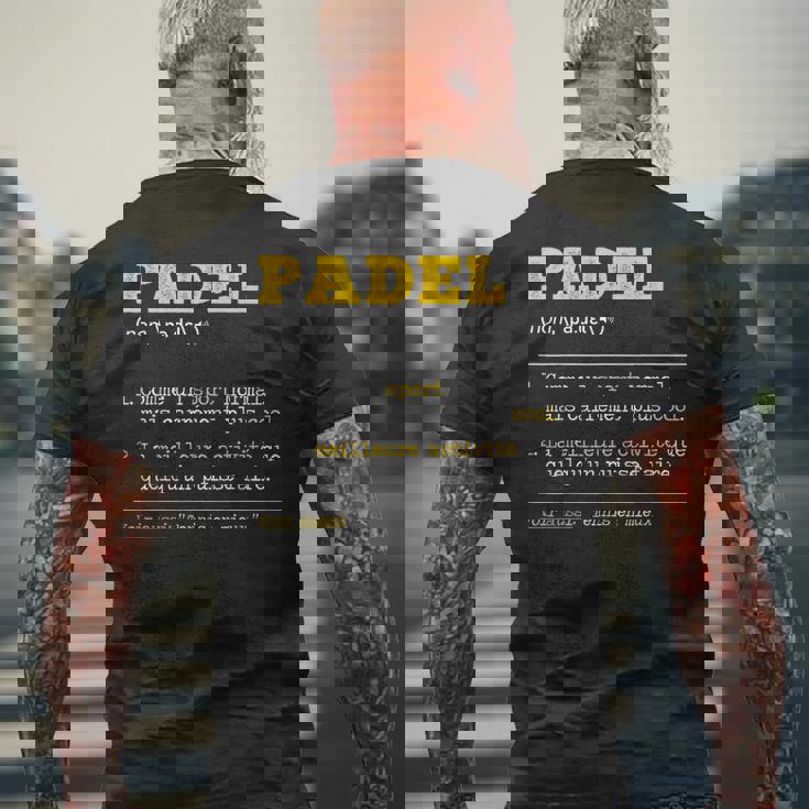 Padel Définition Cadeau Padel Homme Humour Joueur T-shirt imprimé au dos Cadeaux pour les vieillards