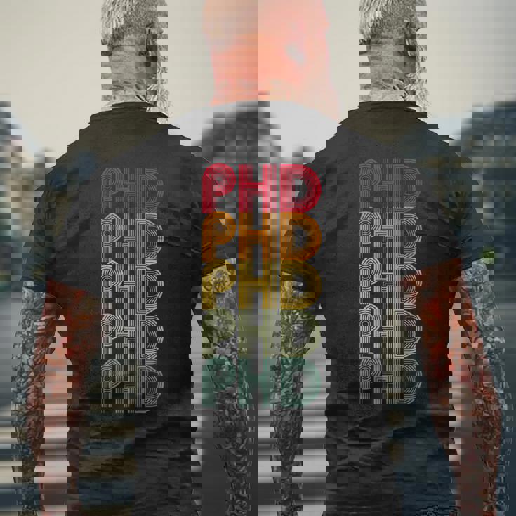 Phdレトロドクターphdスクールファニー。 メンズTシャツ バックプリント 高齢者への贈り物