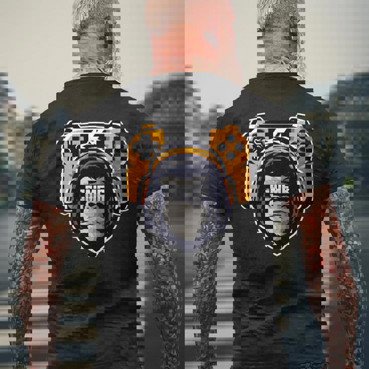 Playtation ゲーマーギフト モンキー ゲームプレーヤー ビデオゲーム 長袖tシャツ メンズTシャツ バックプリント 高齢者への贈り物